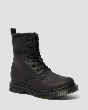 Dr Martens 1460 Wintergrip Faux Fur Lined Lifestyle Topanky Damske Čierne Biele Hnede | 8159-TCNLK